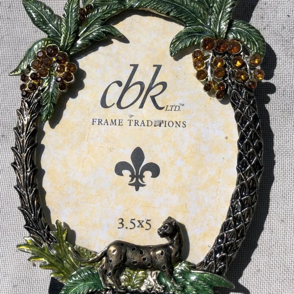 CBK Ltd Metal Enamel Rhinestone Palm Tree Picture Photo Frame New NIB 3.5